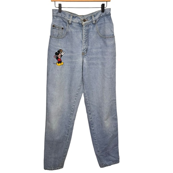 Vintage Disney Mickey & Co Embroidered Mickey Mouse High Rise Mom Jeans Size 27 - Picture 1 of 13